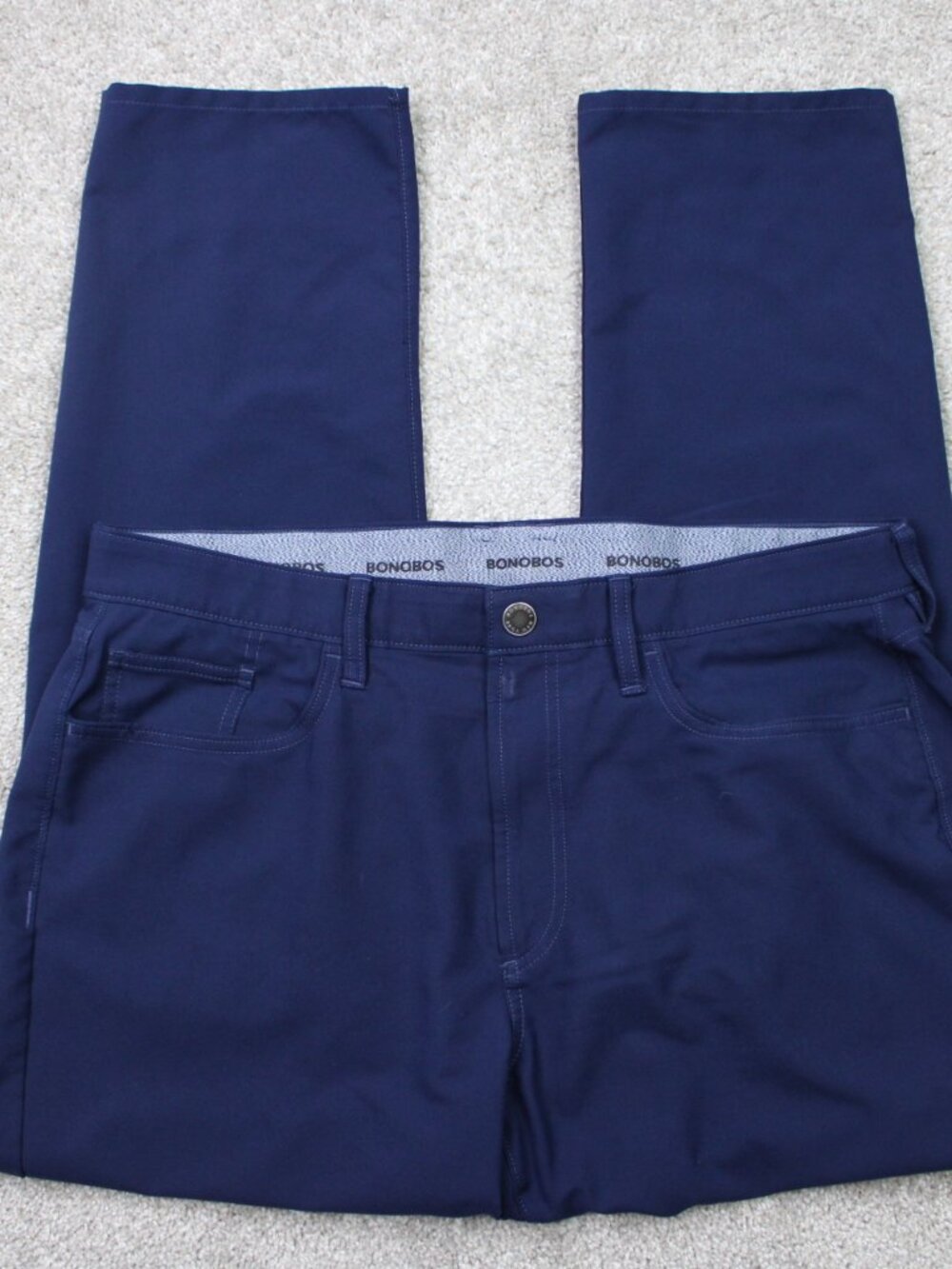 Bonobos Performance Golf Chino Pants Men 35x30 Blue Flat Front Athletic Straight